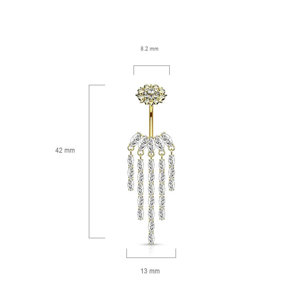 Bauchnabelpiercing Fächer beweglich Zirkonia Innengewinde - Image 3