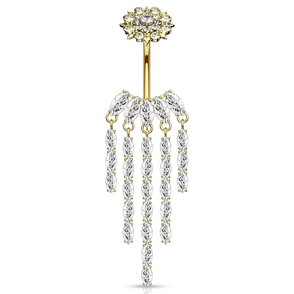 Bauchnabelpiercing Fächer beweglich Zirkonia Innengewinde - Image 4