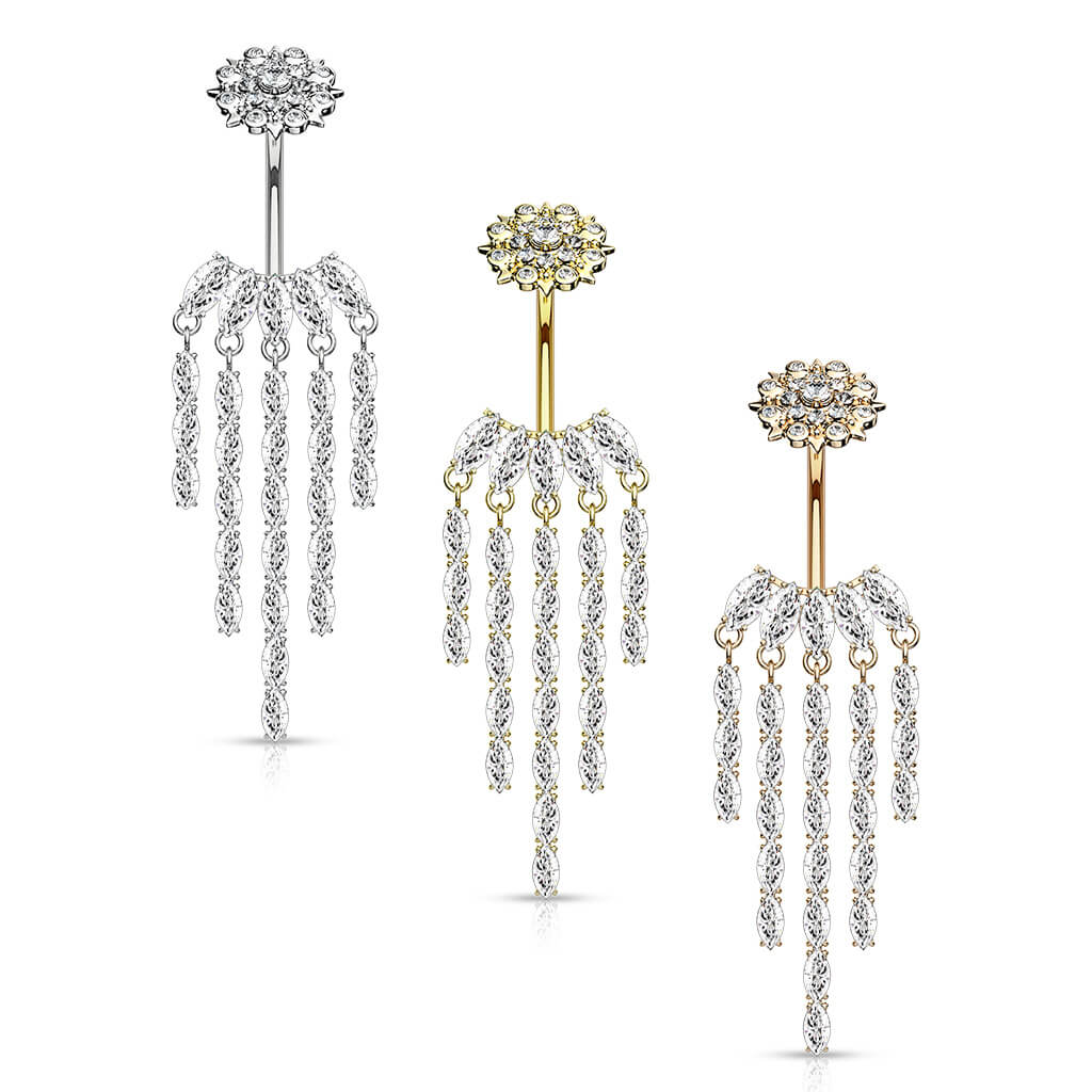Bauchnabelpiercing Fächer beweglich Zirkonia Innengewinde - Image 5