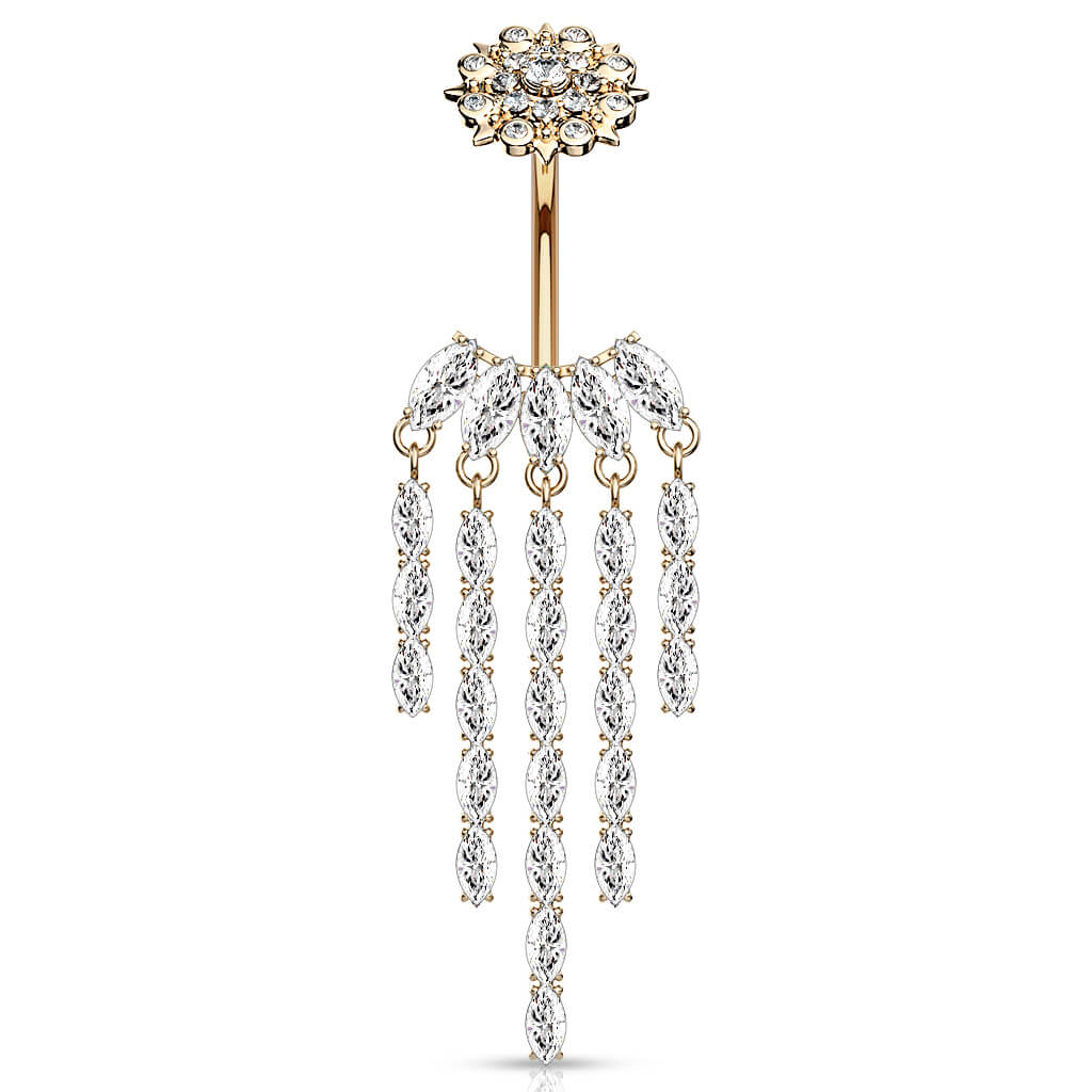 Bauchnabelpiercing Fächer beweglich Zirkonia Innengewinde - Image 8