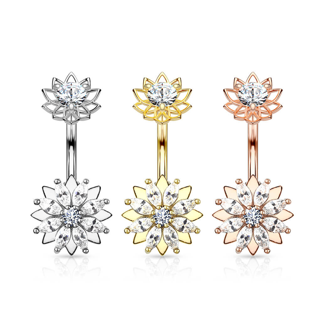 Bauchnabelpiercing Blume Zirkonia Innengewinde - Image 6