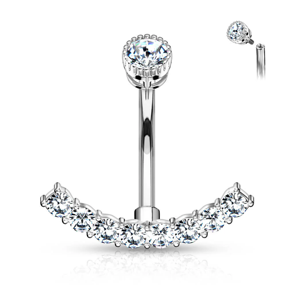 Bauchnabelpiercing Gebogen Zirkonia Innengewinde - Image 2