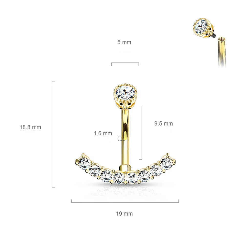 Bauchnabelpiercing Gebogen Zirkonia Innengewinde - Image 3