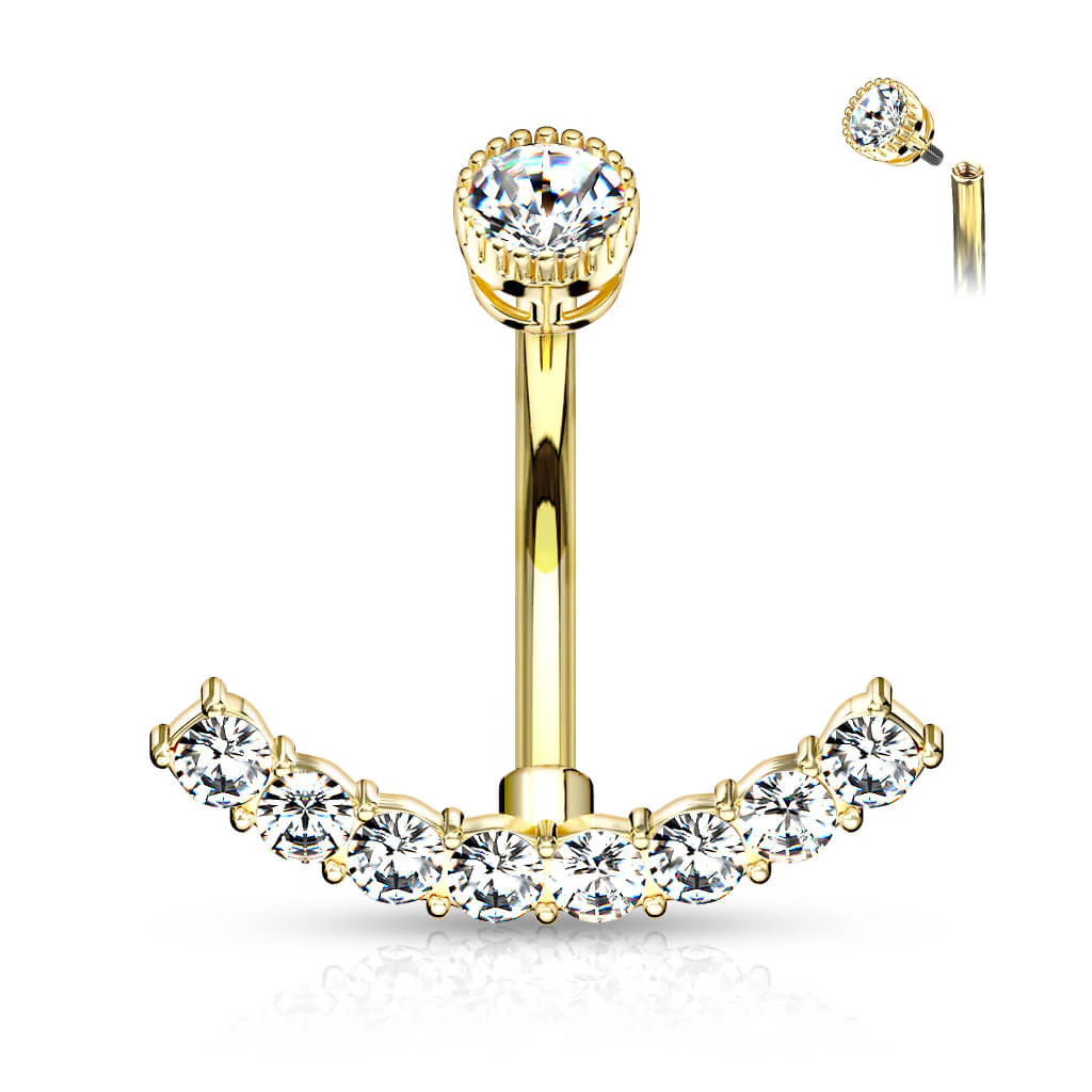 Bauchnabelpiercing Gebogen Zirkonia Innengewinde - Image 4