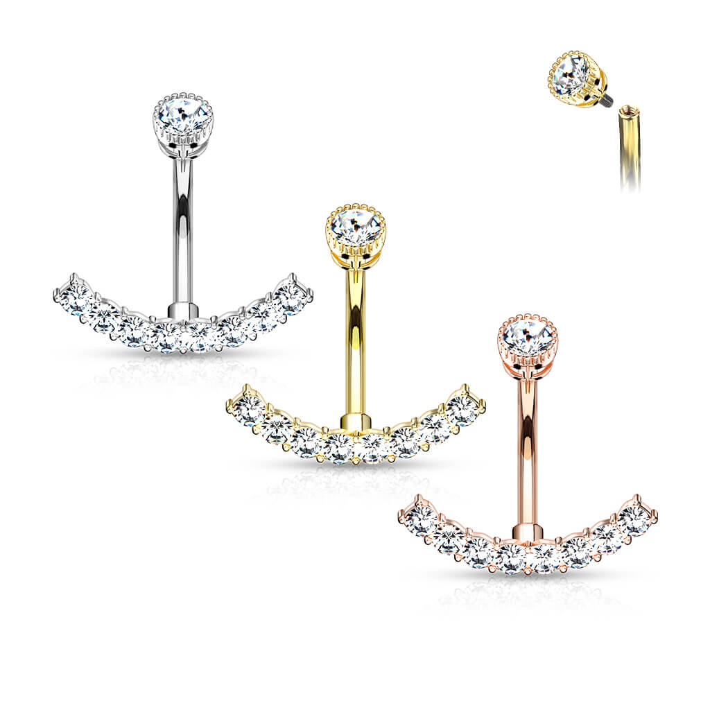 Bauchnabelpiercing Gebogen Zirkonia Innengewinde - Image 5