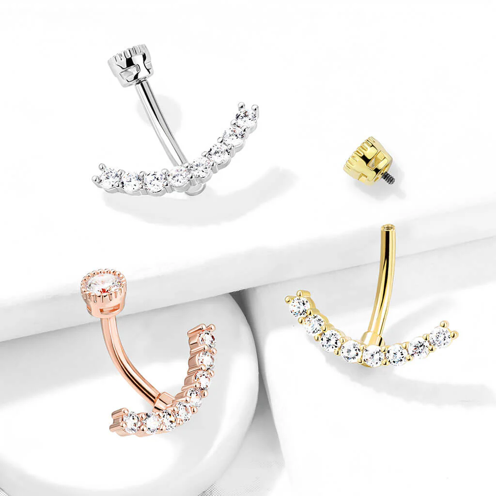 Bauchnabelpiercing Gebogen Zirkonia Innengewinde - Image 7