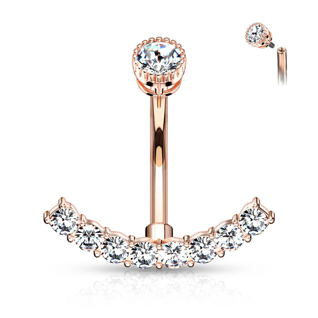 Bauchnabelpiercing Gebogen Zirkonia Innengewinde - Image 8