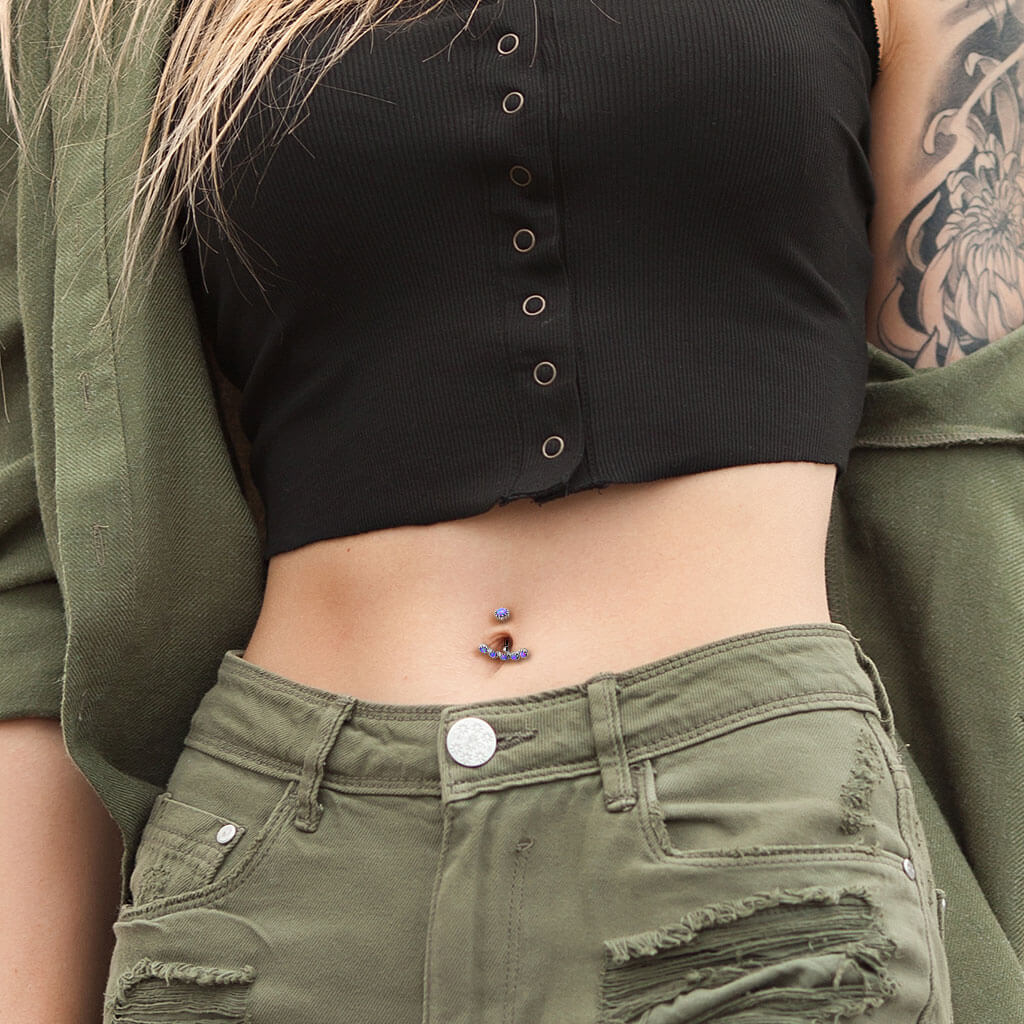 Bauchnabelpiercing Opal Silber Innengewinde - Image 7