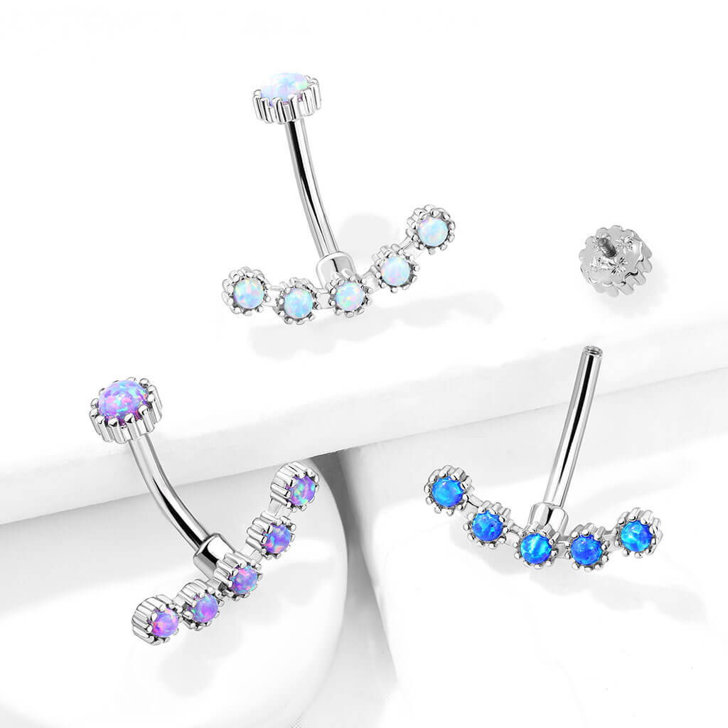 Bauchnabelpiercing Opal Silber Innengewinde - Image 8