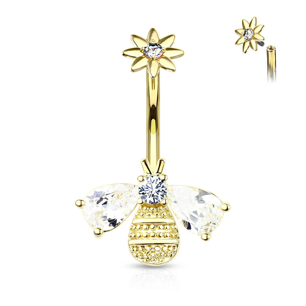 Bauchnabelpiercing Biene Zirkonia Innengewinde - Image 4