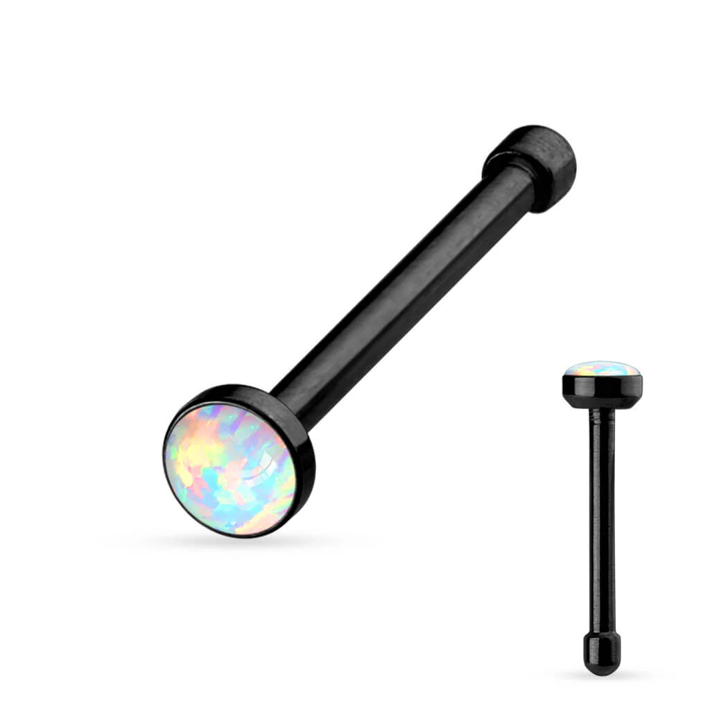 Nasenstecker Opal Rund Flach PVD - Image 3
