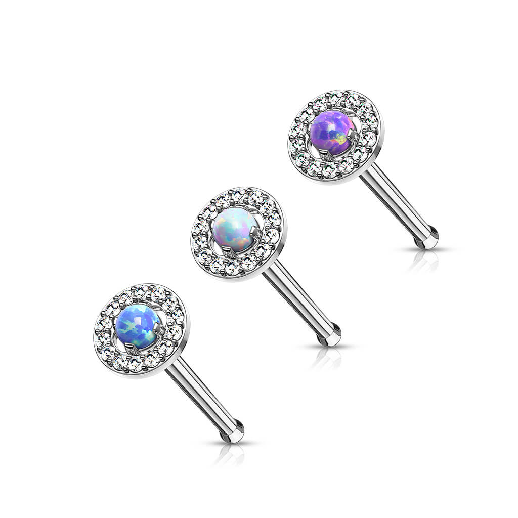 Nasenstecker Zirkonia Opal Rund Silber - Image 3