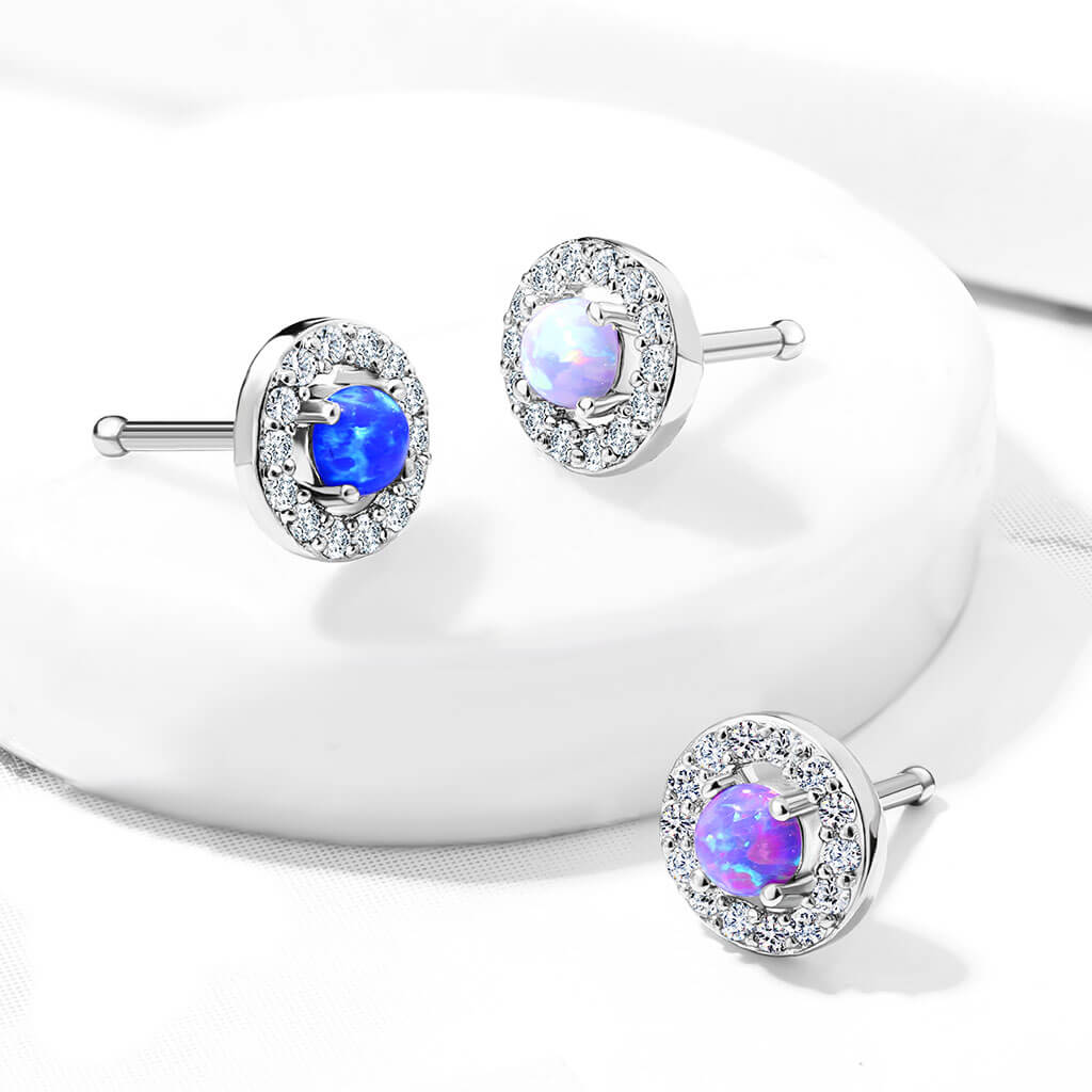 Nasenstecker Zirkonia Opal Rund Silber - Image 5