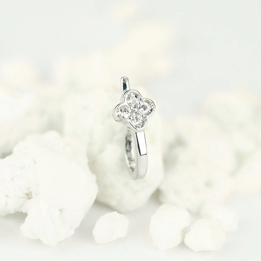 Fake Nasenpiercing Blume Zirkonia Silber Biegbar - Image 4