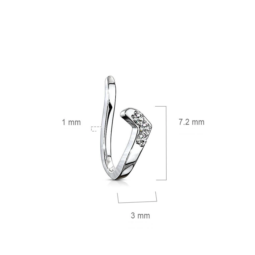 Fake Nasenpiercing Linie Zirkonia Silber Biegbar - Image 3
