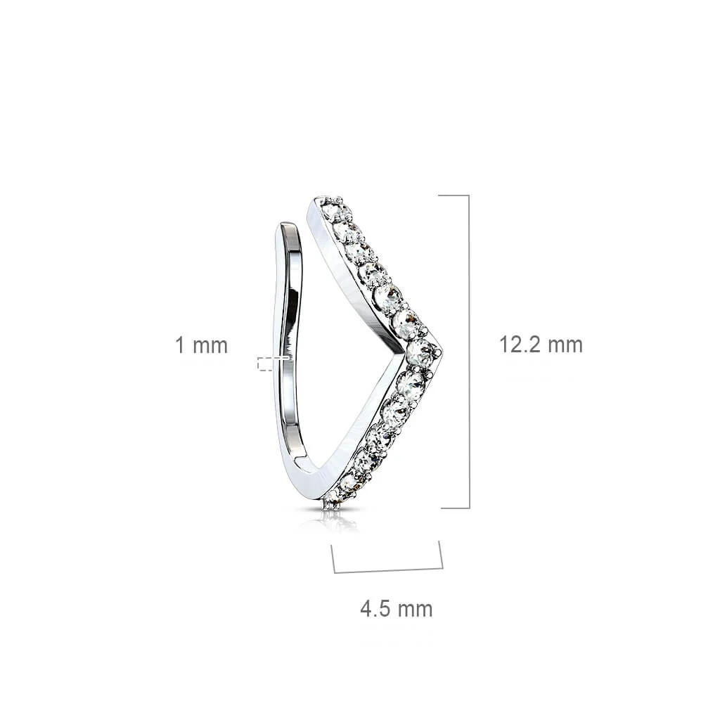 Fake Nasenpiercing Linie Zirkonia Silber Biegbar - Image 3