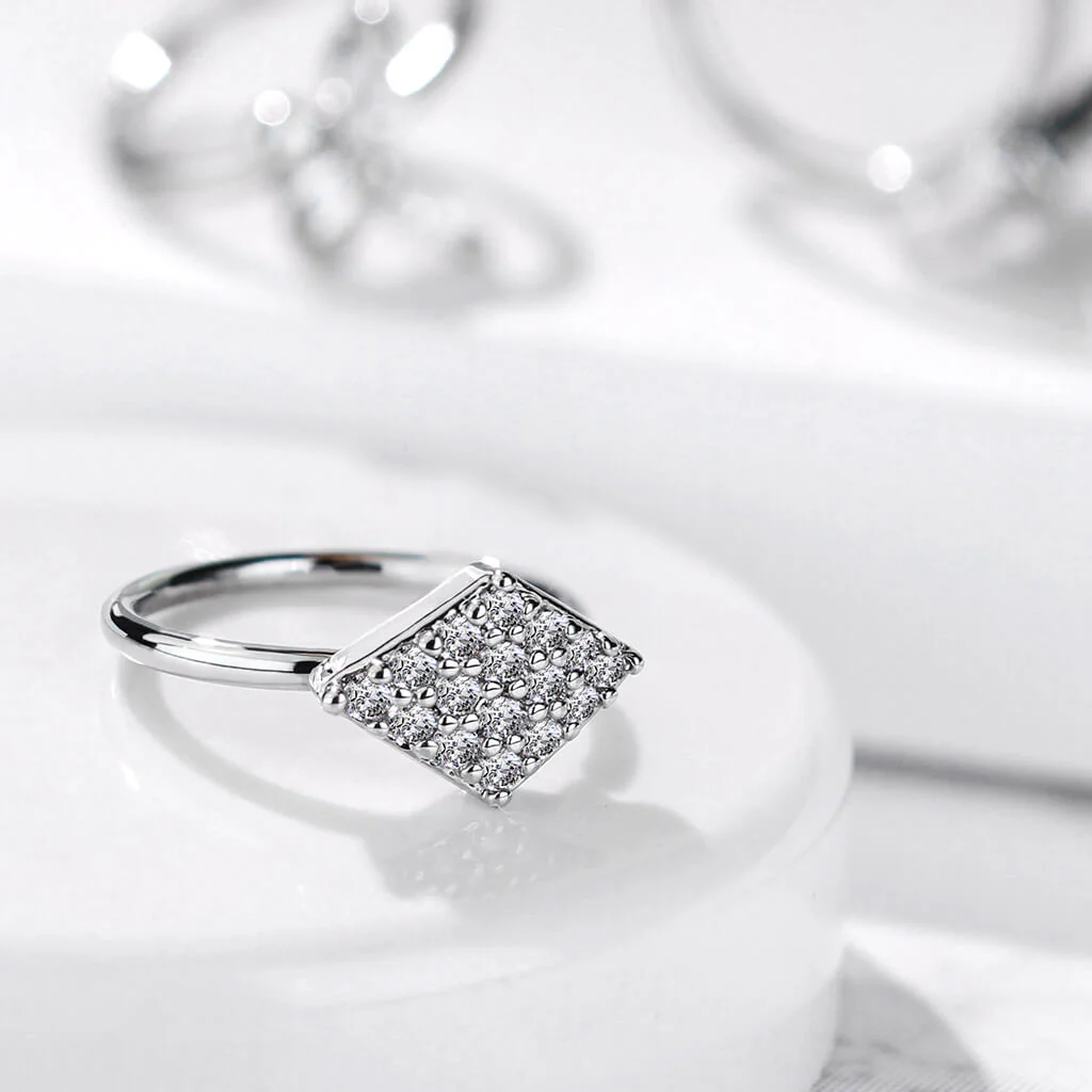 Ring Diamantform Zirkonia Silber Biegbar - Image 4