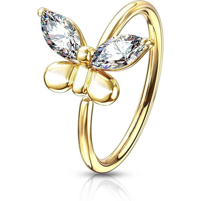 Ring Schmetterling Zirkonia Gold Biegbar