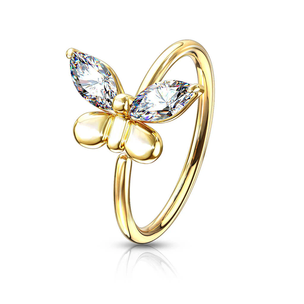 Ring Schmetterling Zirkonia Gold Biegbar - Image 4