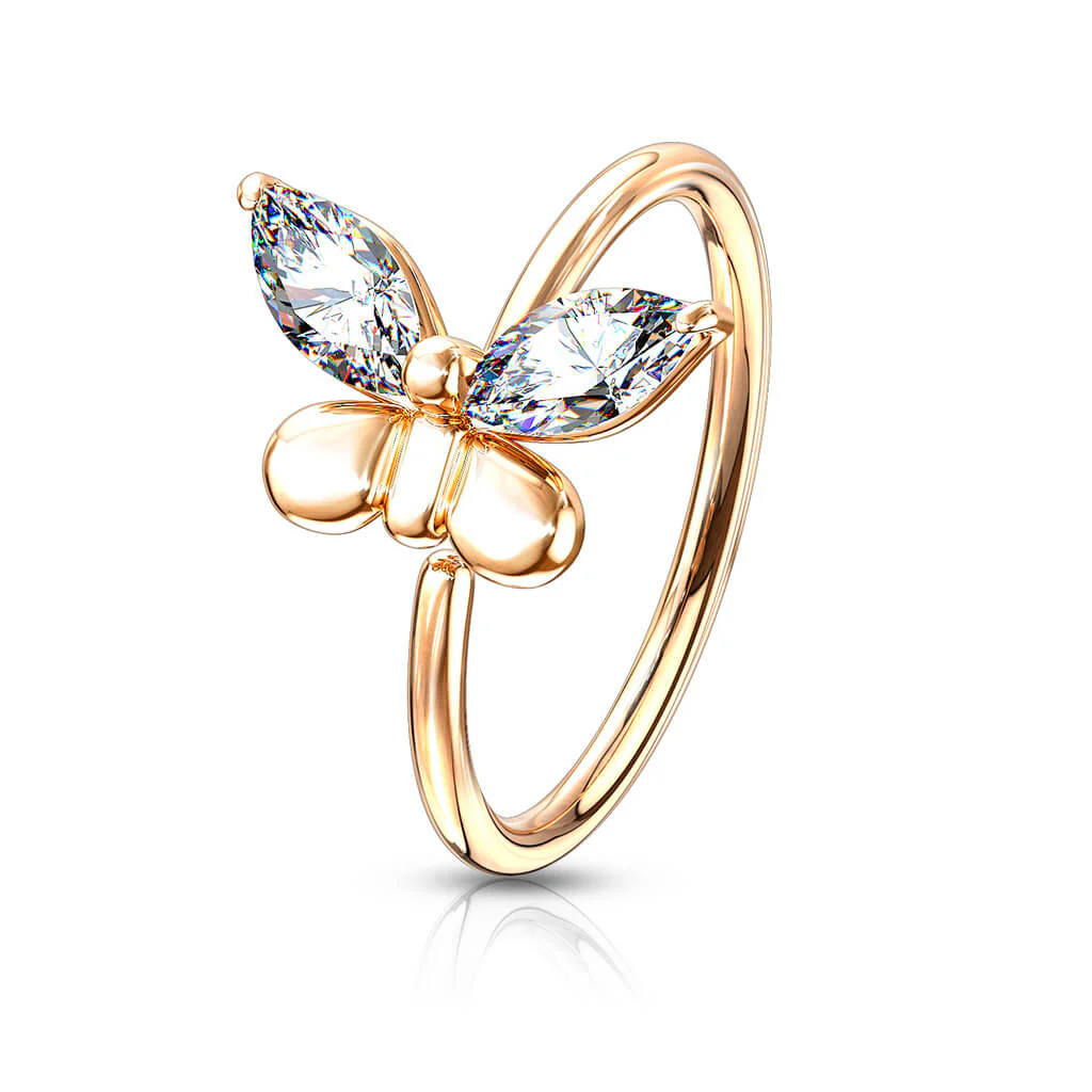 Ring Schmetterling Zirkonia Gold Biegbar - Image 8