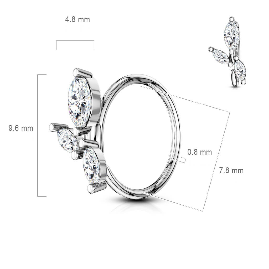 Ring Marquise Schliff 3 Zirkonia Silber Biegbar - Image 2