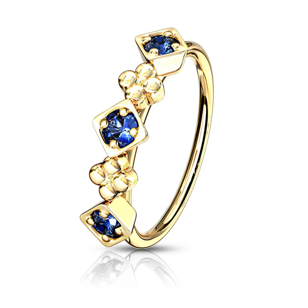 Ring Blumen Quadrate Zirkonia Gold Biegbar - Image 2