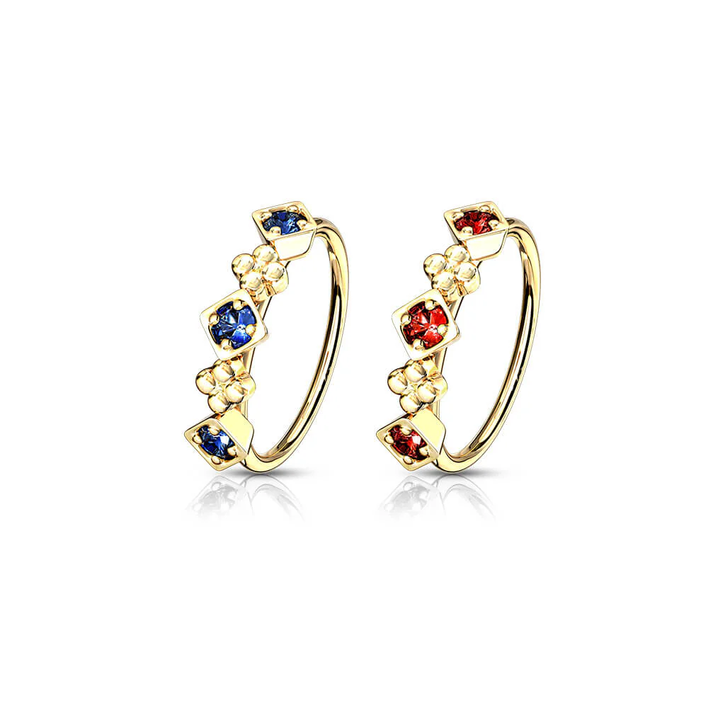 Ring Blumen Quadrate Zirkonia Gold Biegbar - Image 3