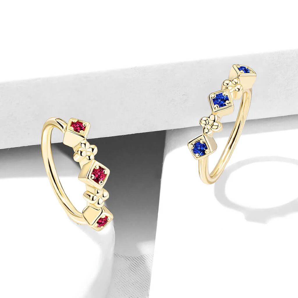Ring Blumen Quadrate Zirkonia Gold Biegbar - Image 5