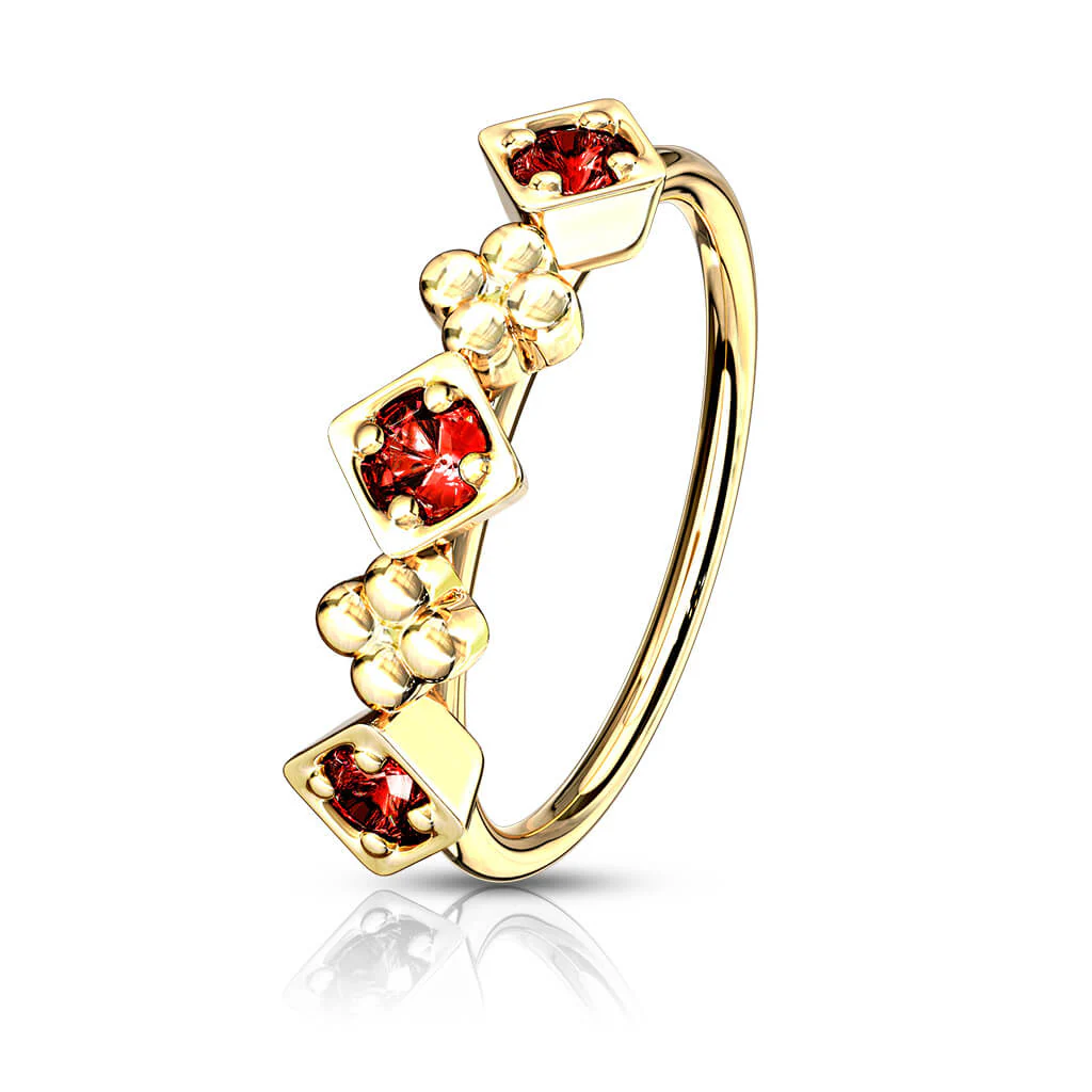 Ring Blumen Quadrate Zirkonia Gold Biegbar - Image 6