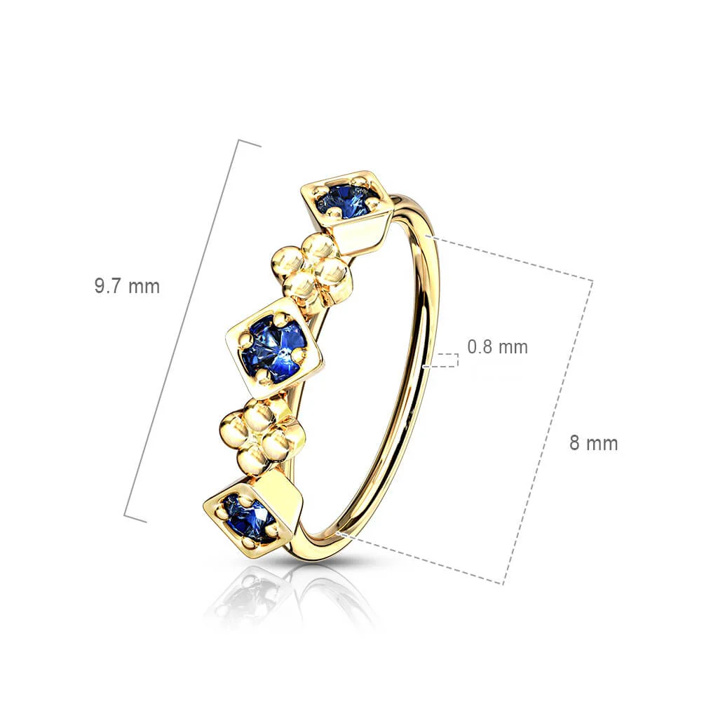 Ring Blumen Quadrate Zirkonia Gold Biegbar - Image 7