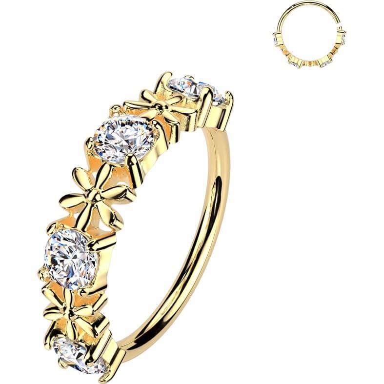 Ring Blume Zirkonia Rund Biegbar