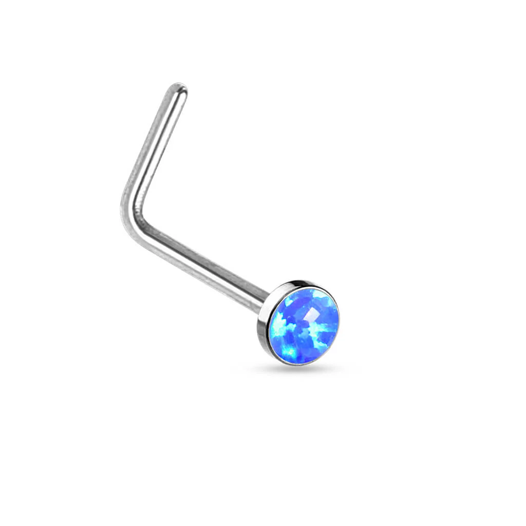 Nasenstecker L-Form Opal Flach Silber - Image 3