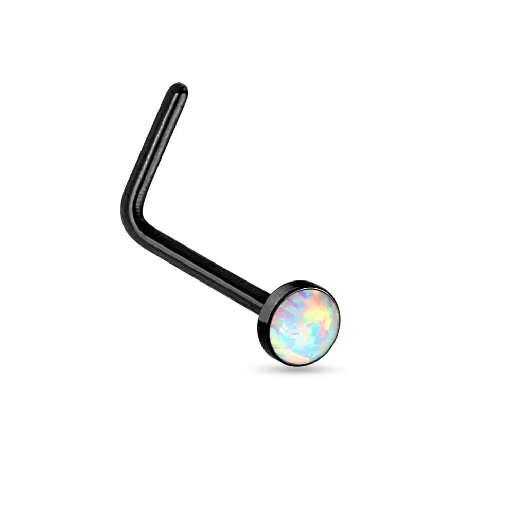 Nasenstecker L-Form Opal Flach PVD - Image 3