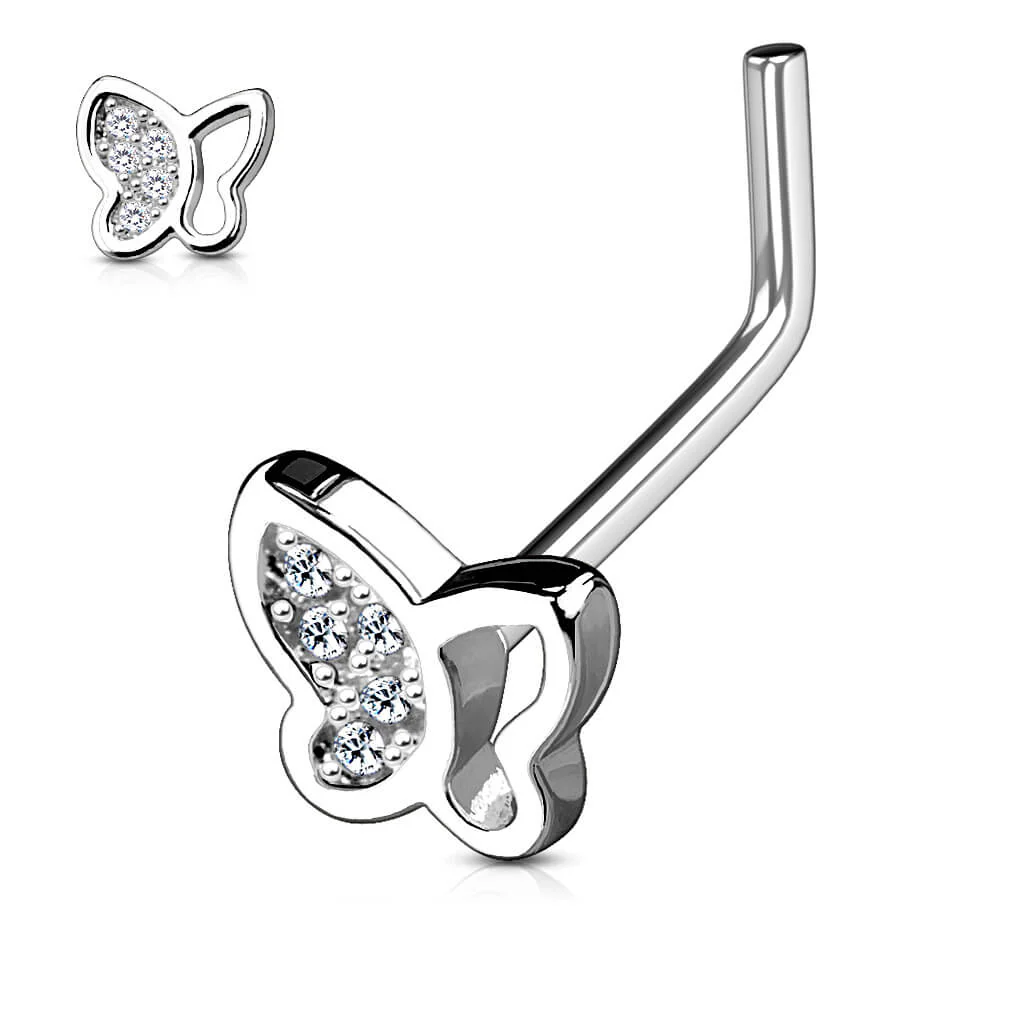 Nasenstecker L-Form Schmetterling Zirkonia - Image 2