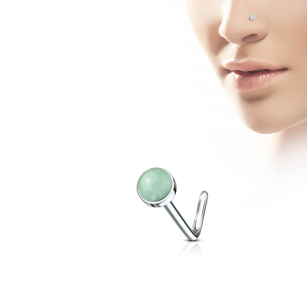 Nasenstecker L-Form Halbedelstein Rund - Image 5