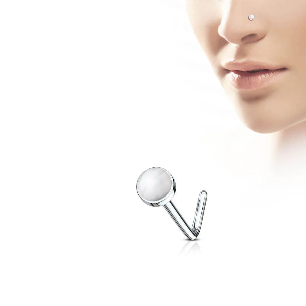 Nasenstecker L-Form Halbedelstein Rund - Image 7