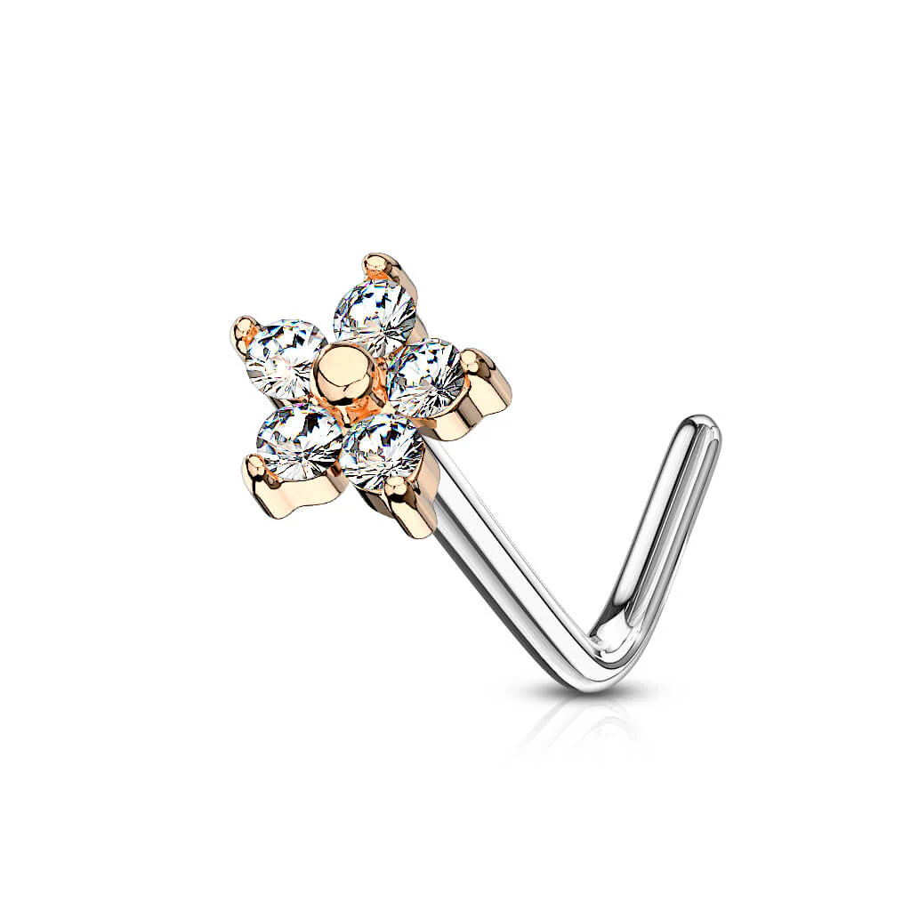 Nasenstecker L-Form Blume Zirkonia - Image 10