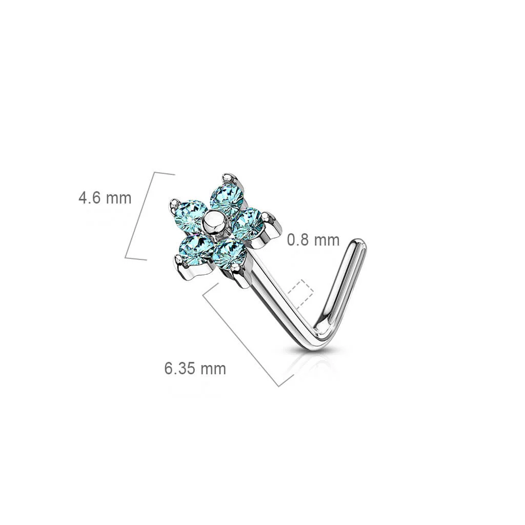 Nasenstecker L-Form Blume Zirkonia - Image 11