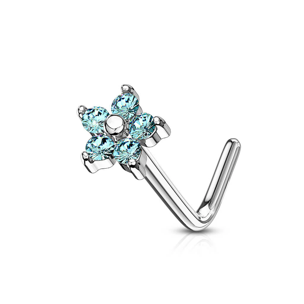 Nasenstecker L-Form Blume Zirkonia - Image 9
