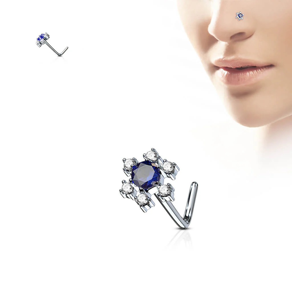 Nasenstecker L-Form Blume Zirkonia - Image 3