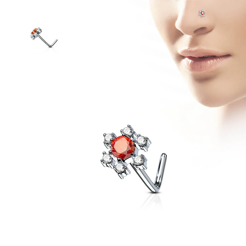 Nasenstecker L-Form Blume Zirkonia - Image 4