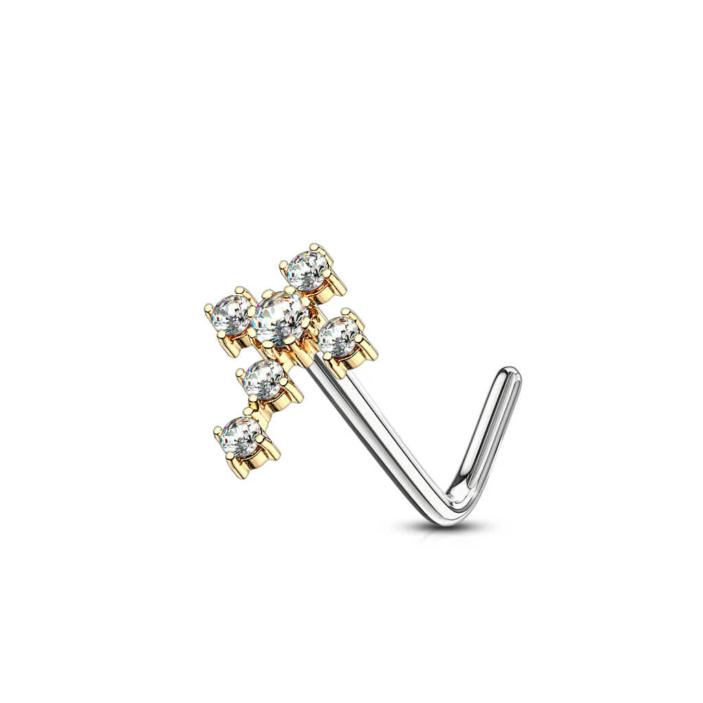 Nasenstecker L-Form Kreuz Zirkonia - Image 3