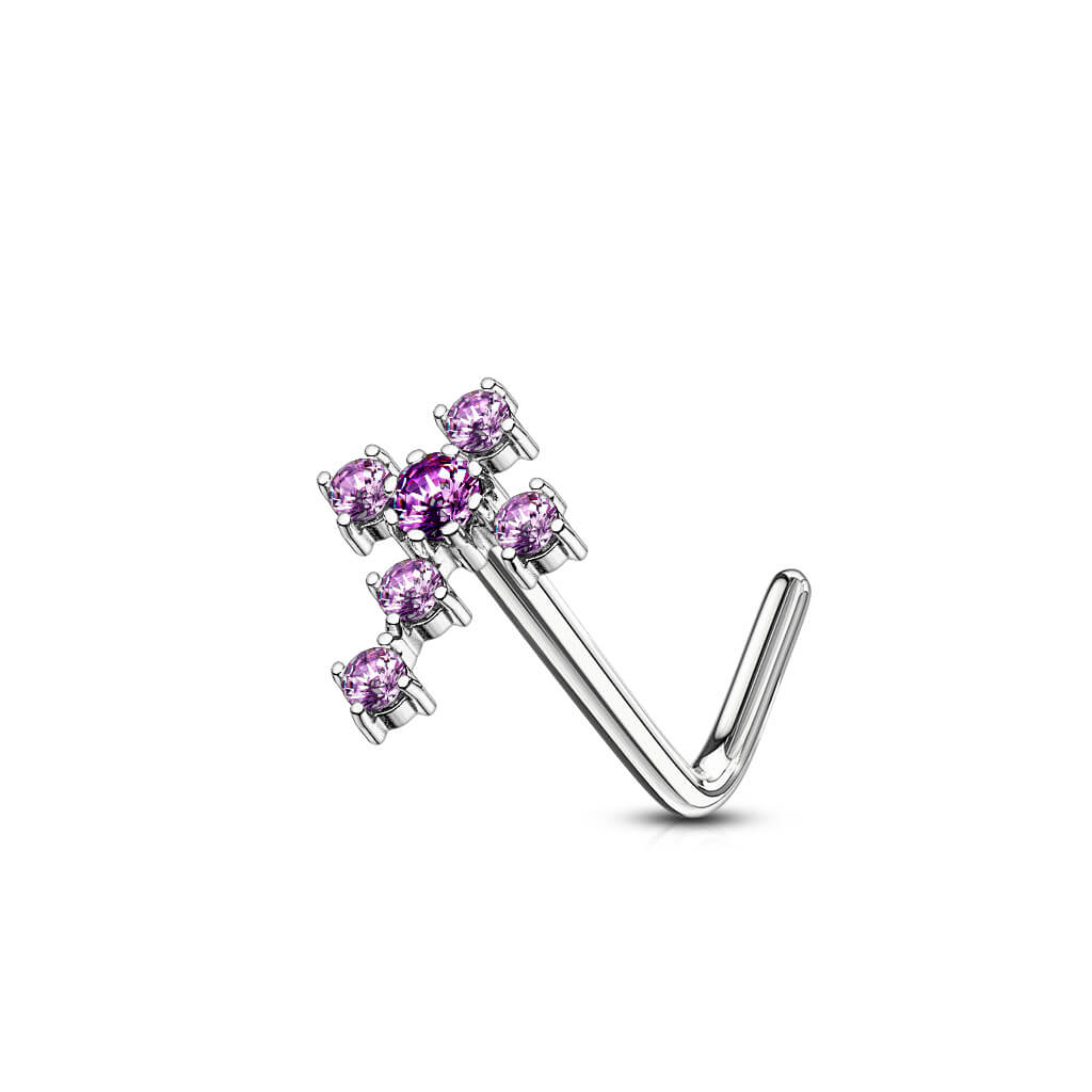 Nasenstecker L-Form Kreuz Zirkonia - Image 9