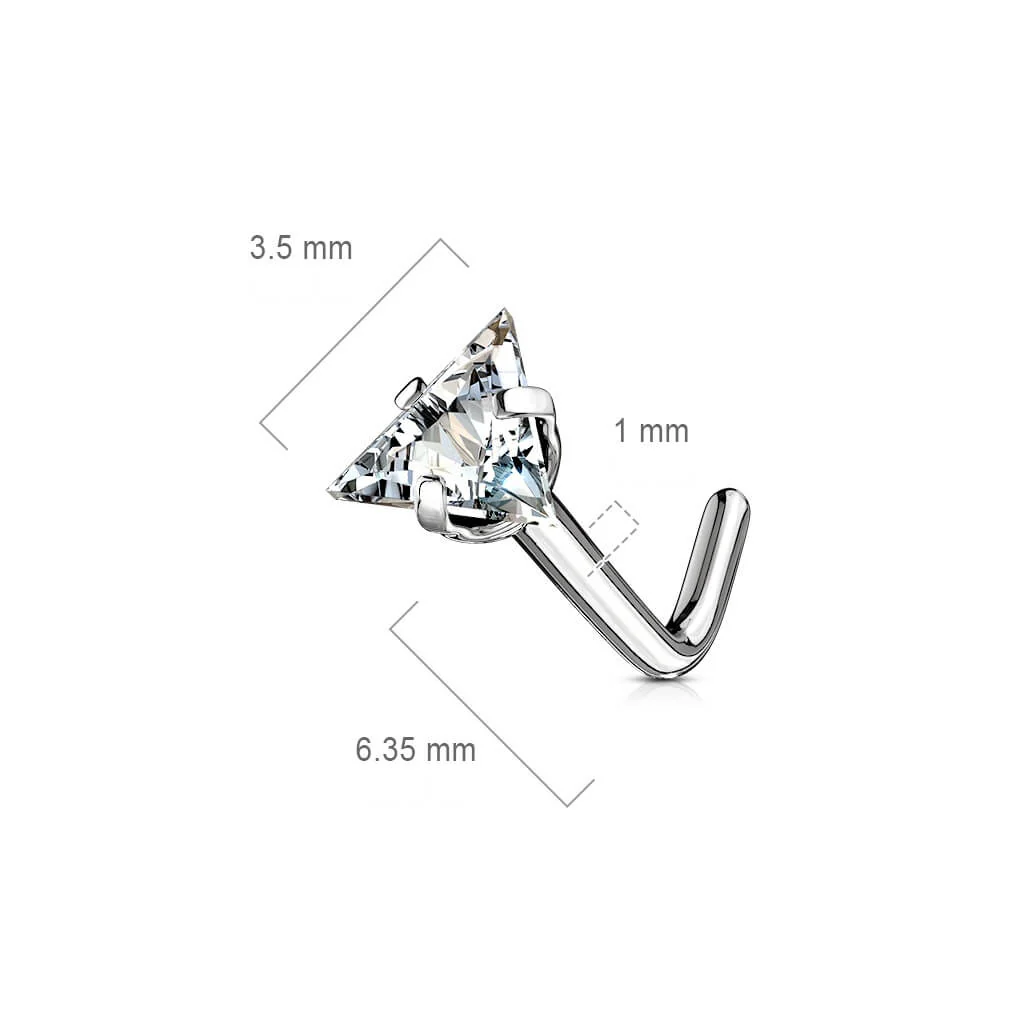 Nasenstecker L-Form Dreieck Zirkonia Silber - Image 3