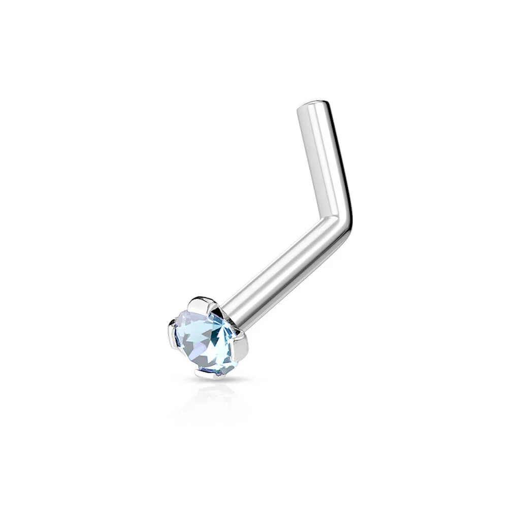 Nasenstecker L-Form Zirkonia Rund - Image 10