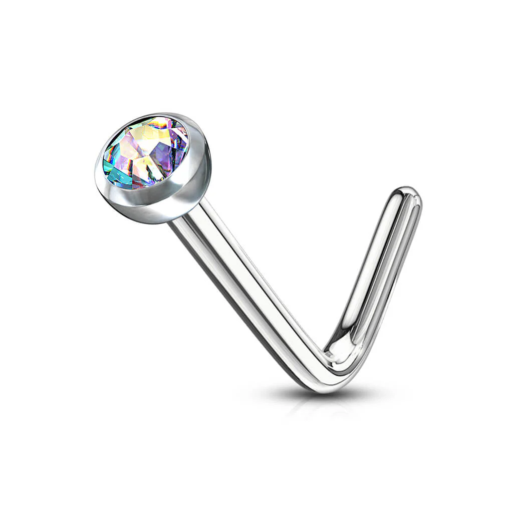 Nasenstecker L-Form Zirkonia Silber - Image 4