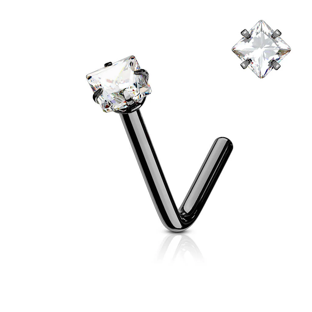 Nasenstecker L-Form Quadrat Zirkonia - Image 4