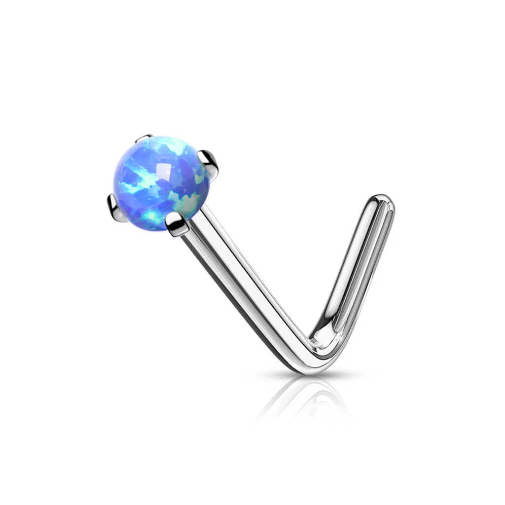 Nasenstecker L-Form Opal Silber - Image 2