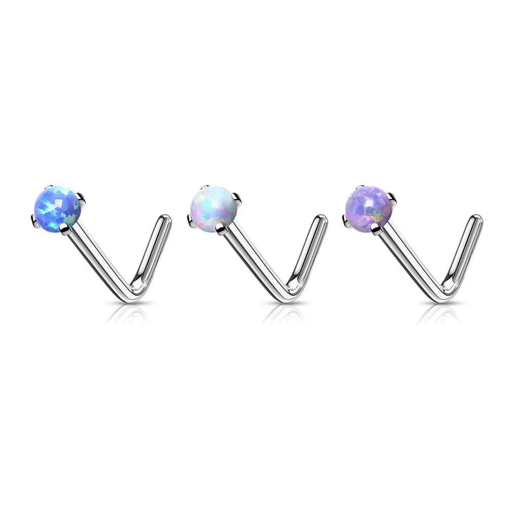 Nasenstecker L-Form Opal Silber - Image 3