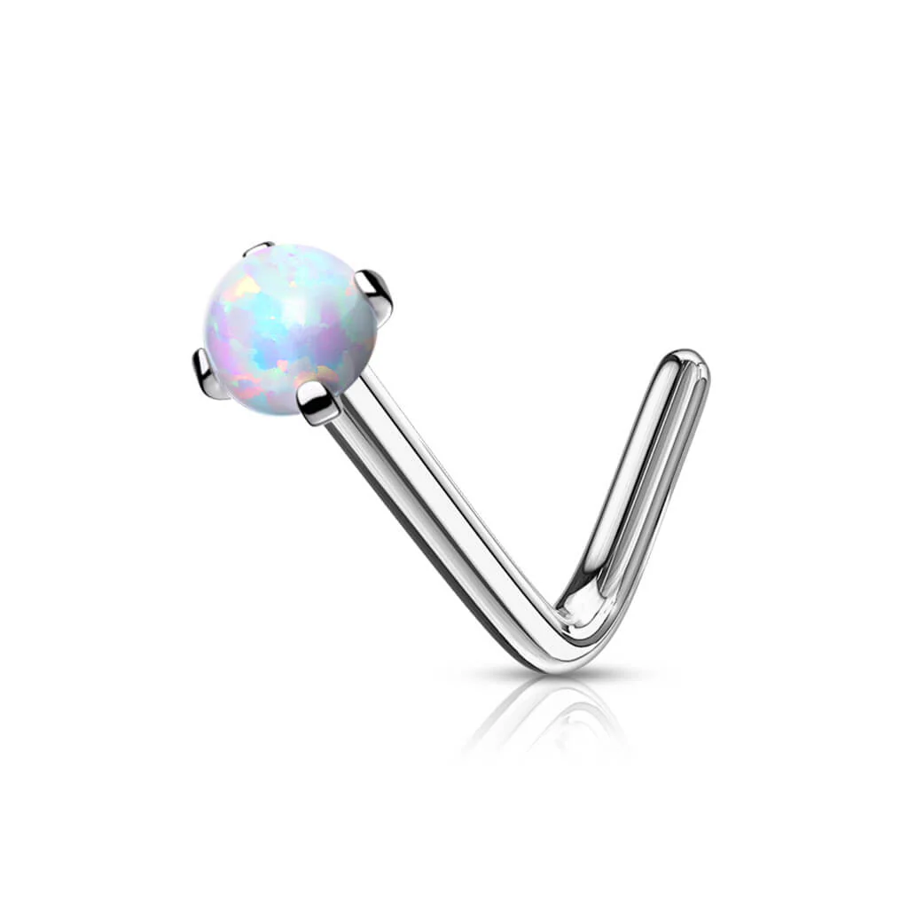 Nasenstecker L-Form Opal Silber - Image 4